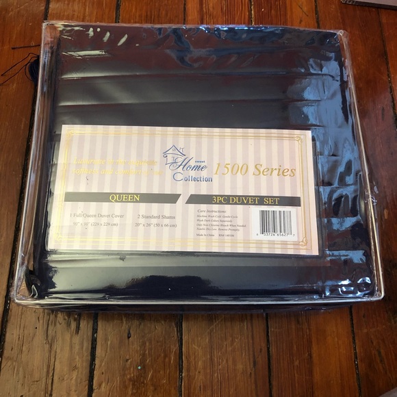 NEW Navy Blue Full/Queen Duvet Cover Set with 2 Standard Pillow Shams - Picture 2 of 2